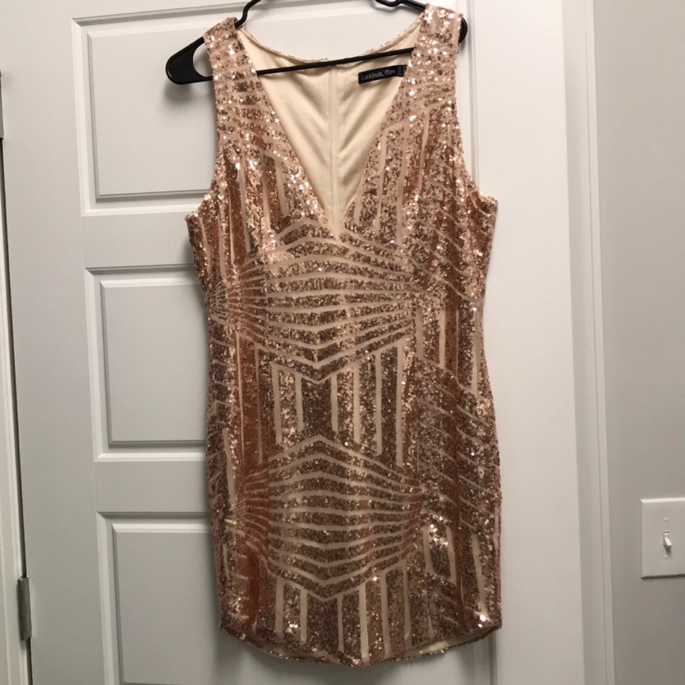 Gold sequin party dress